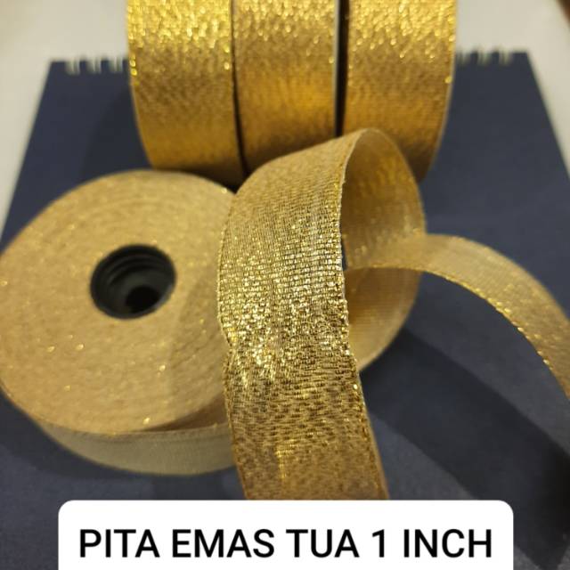 

Pita gliter gold/pita kilap warna emas 1 inch/pita kado (25 yard)