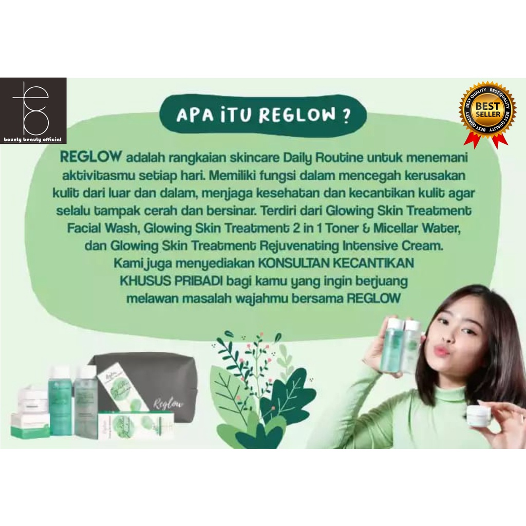 REGLOW GLOWING SKIN TREATMENT 1 PAKET ORIGINAL BPOM SKINCARE | REGLOW FACE WASH | REGLOW 2 IN 1 TONER MICELLAR WATER | REGLOW CREAM-8