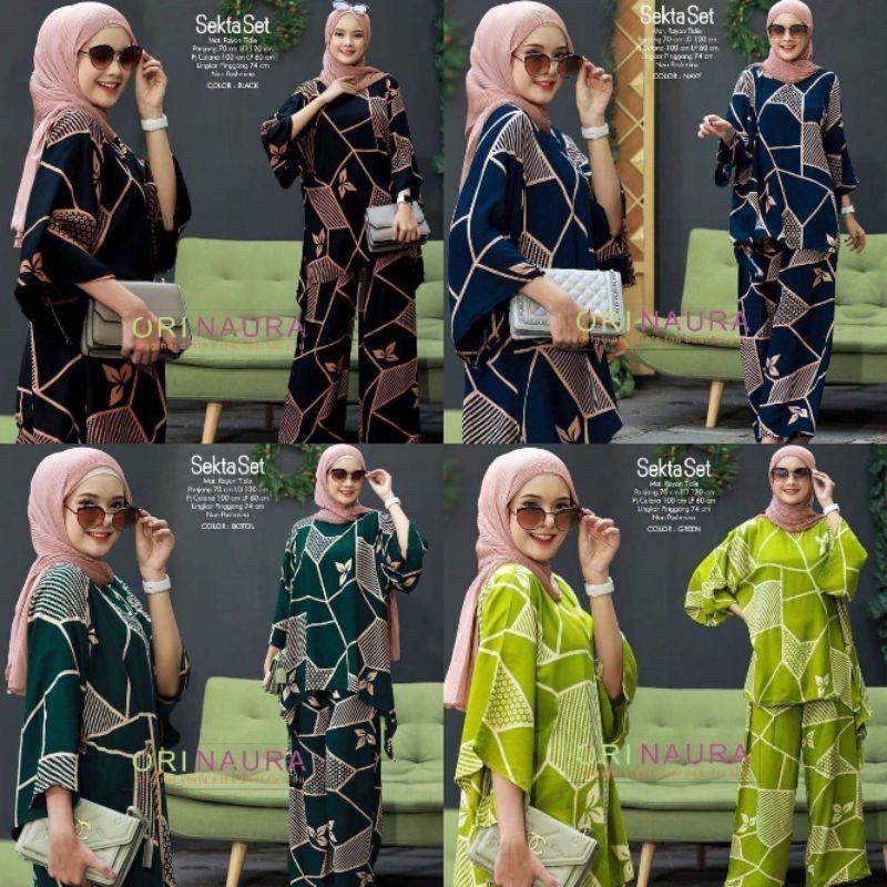 Setelan Waka Elift One Set Rayon Jumbo Ld 130 cm Big Size Resleting Kulot Tie Dye Bali Lilit One Set Carlot Nanalis_olshop