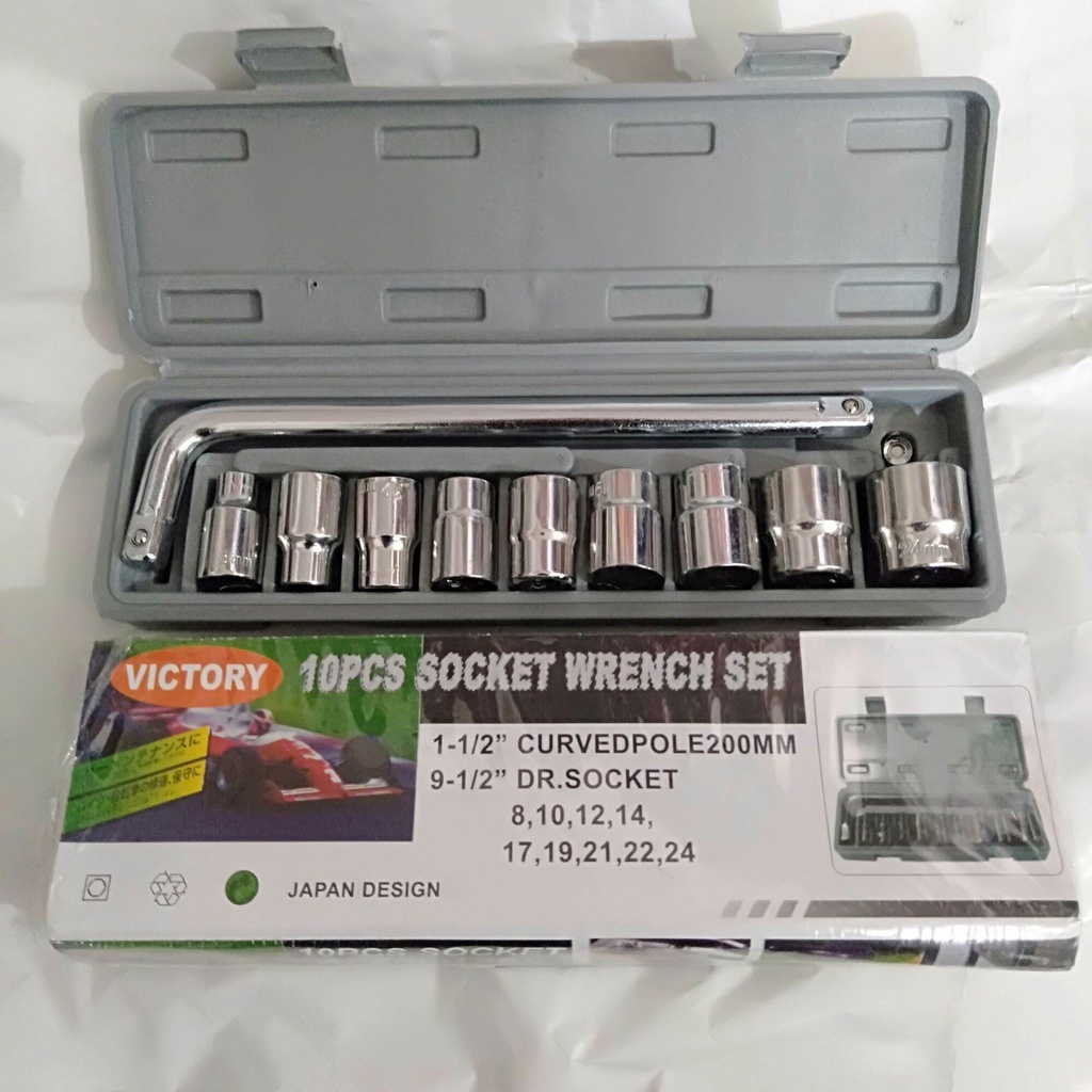 VICTORY KUNCI KONCI SOK SOCK SATU SET ISI 10 VICTORY 10PCS SOCKET WRENCH SET LENGKAP BENGKEL KONCI K