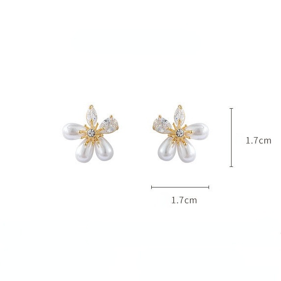 2022 Anting Tusuk Sterling Silver 925 Desain Bunga Hias Zircon + Mutiara Gaya Korea Untuk Wanita