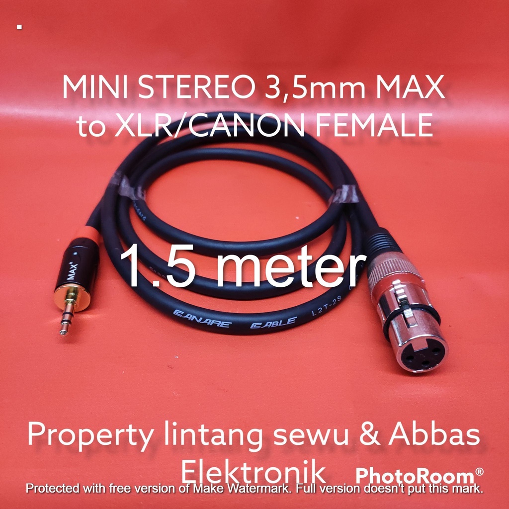 KABEL JEK MINI STEREO MAX TO XLR CANON FEMALE 1.5 meter