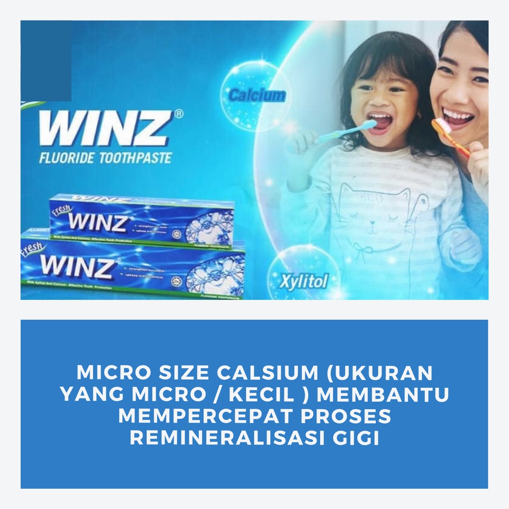Odol Winz Pasta Gigi CNI Dengan Xylitol Fluoride Dan Calcium Totalitas Perawatan Pencegah Plak Karang Menghilangkan Bau Menyegarkan Mulut Sepanjang Hari Asli Design Metallik 175gr