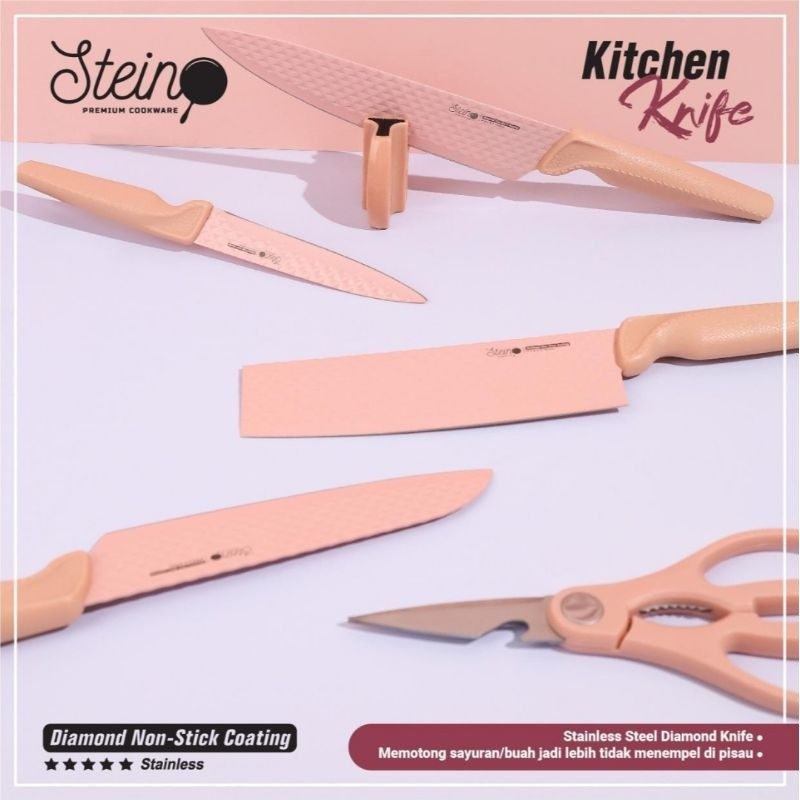 PISAU DAPUR 1 SET STEINCOOKWARE KNIFE SET DIAMOND KNIVES / PISAU SET / PISAU DAPUR LENGKAP 6 IN 1 STEIN COOKWARE OFFICIAL