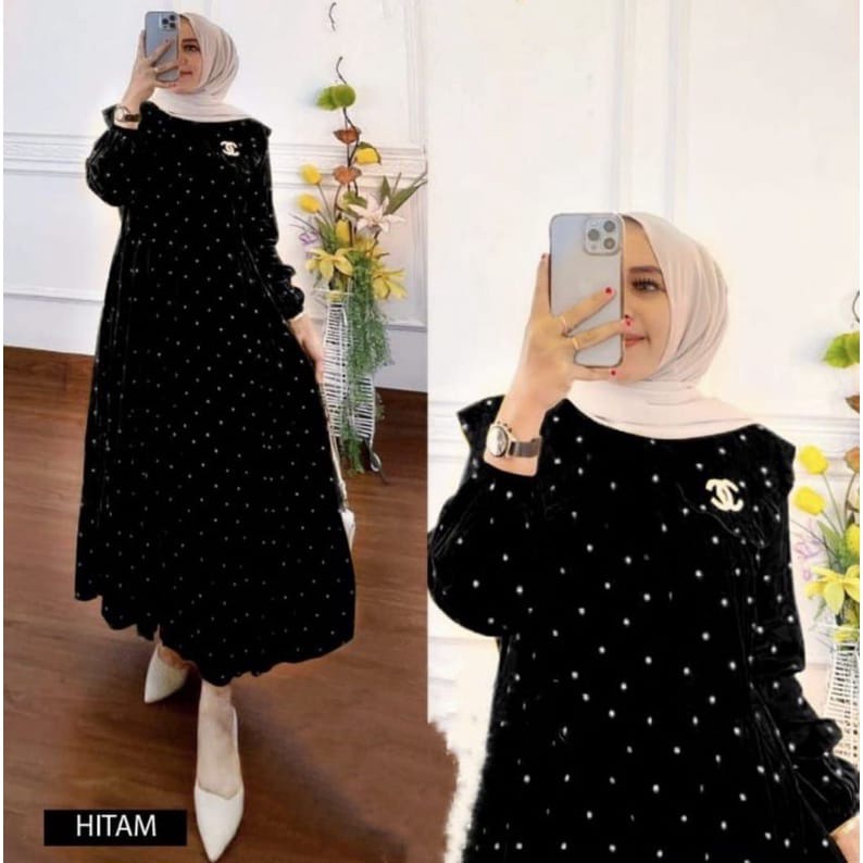 Viola Midi Dress Premium Model Briana Long Tunik Kekinian Modern Terbaru Bahan Premium Cotton Rayon Adem Motif Mewah Dewasa