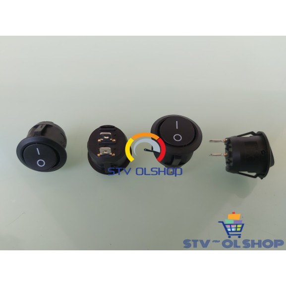 Saklar Switch Bulat 3 pin (on-off) Hitam AC