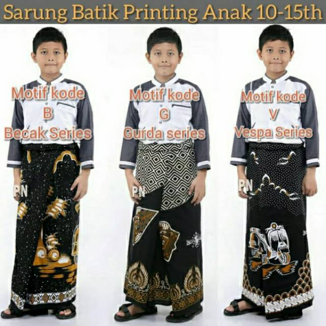 SARUNG BATIK ANAK REMAJA VESPA GUNUNGAN GURDA BECAK SERIES BATIK PRINTING MOTIF LUKIS MODERN MURAH