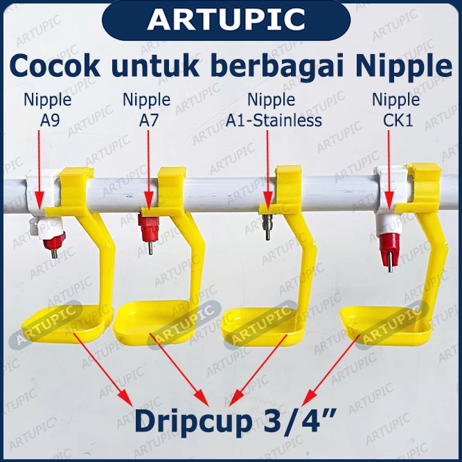 Dripcup Bulat Mangkok Mangkuk Nipple Ayam Puyuh Bebek Pipa Bulat 3per4 Inch