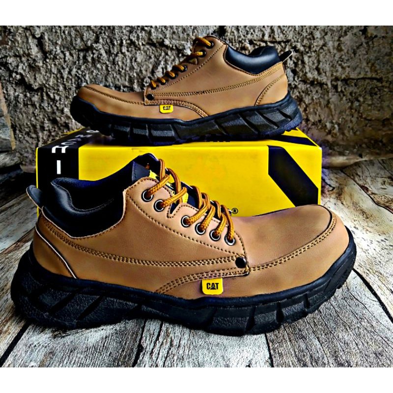 SEPATU SAFETY BOOTS CATERPILLAR PENDEK KERJA PABRIK KANTOR LAPANGAN