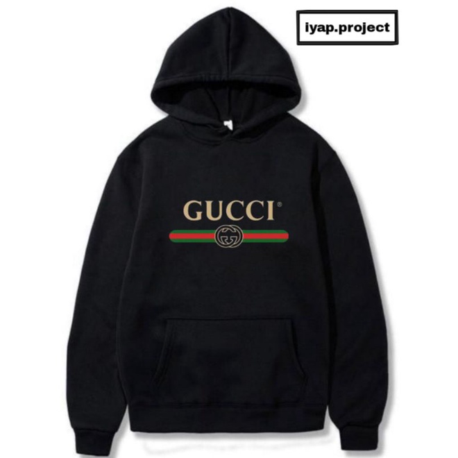 Hoodie jaket GUCCI jacket non Zipper hitam pria wanita dewasa Distro Brand tee katun baby terry cott