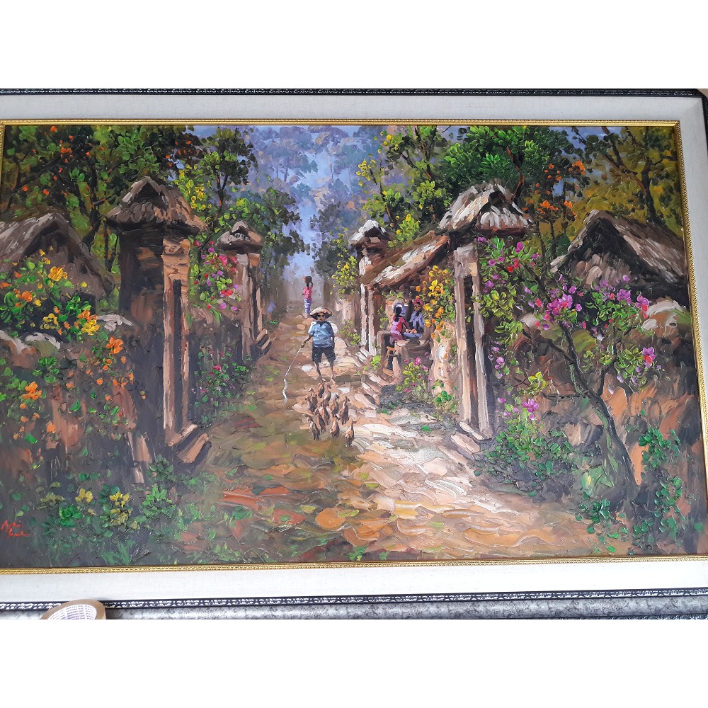 Lukisan Kanvas Kampung 4z 85x135cm Shopee Indonesia