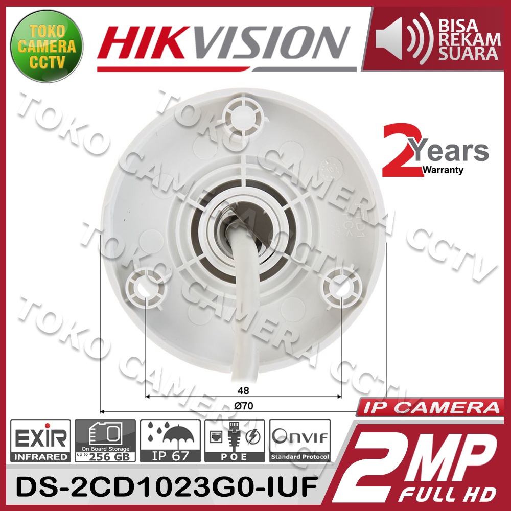 IP CAMERA 2MP HIKVISION DS-2CD1023G0-IUF MIC AUDIO