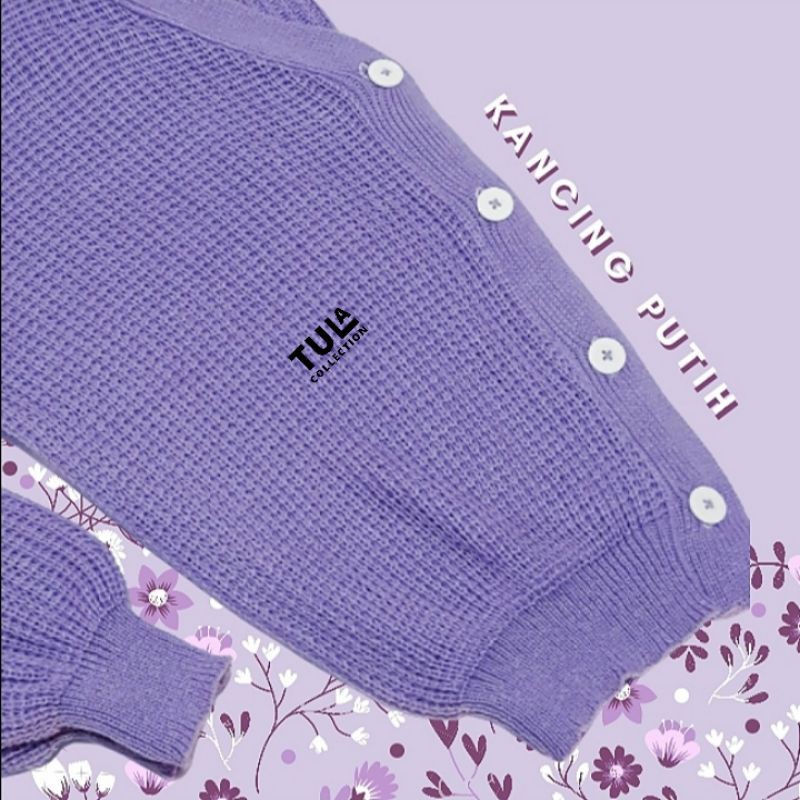 OLIVIA CARDIGAN PREMIUM BY TULA COLLECTION/ Olivia Button Cardi Tumble / cardigan wanita / outerwear-Lilac Kancing Putih