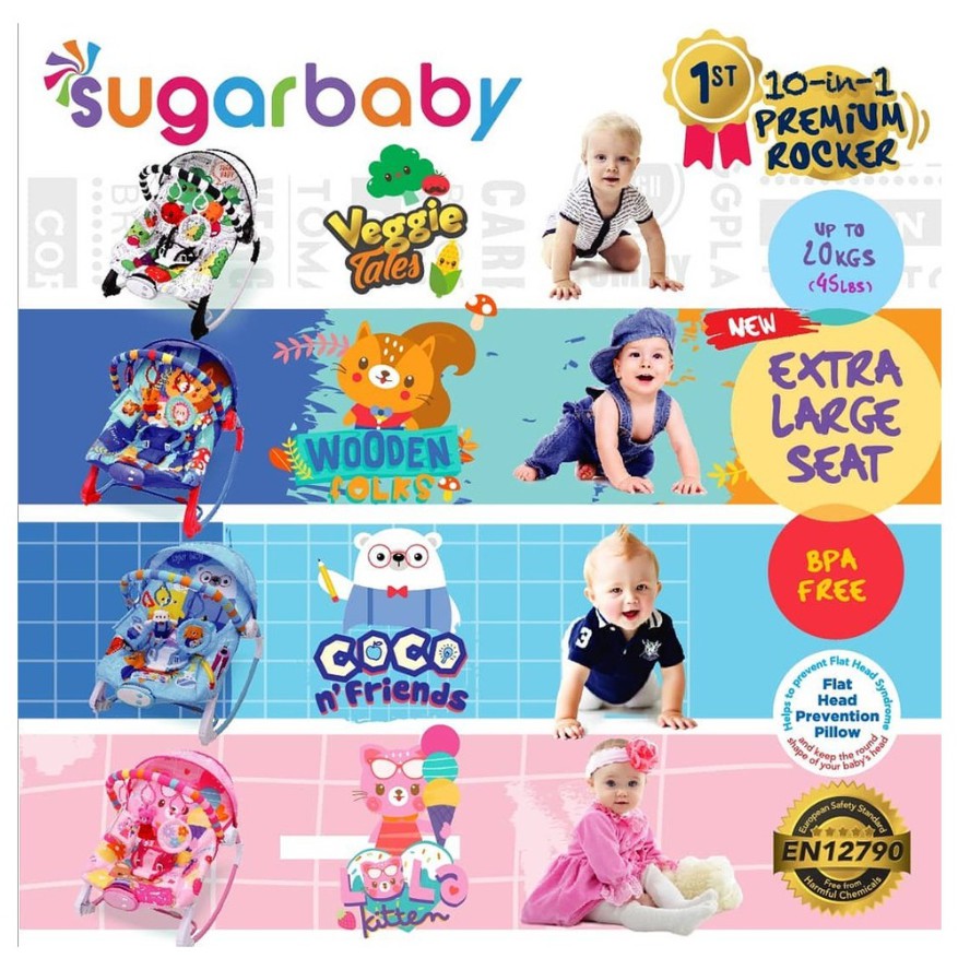 10 In 1 Sugar Baby / Mastela PREMIUM Bouncer Bayi Premium Rocker dgn Extra Large Seat P100