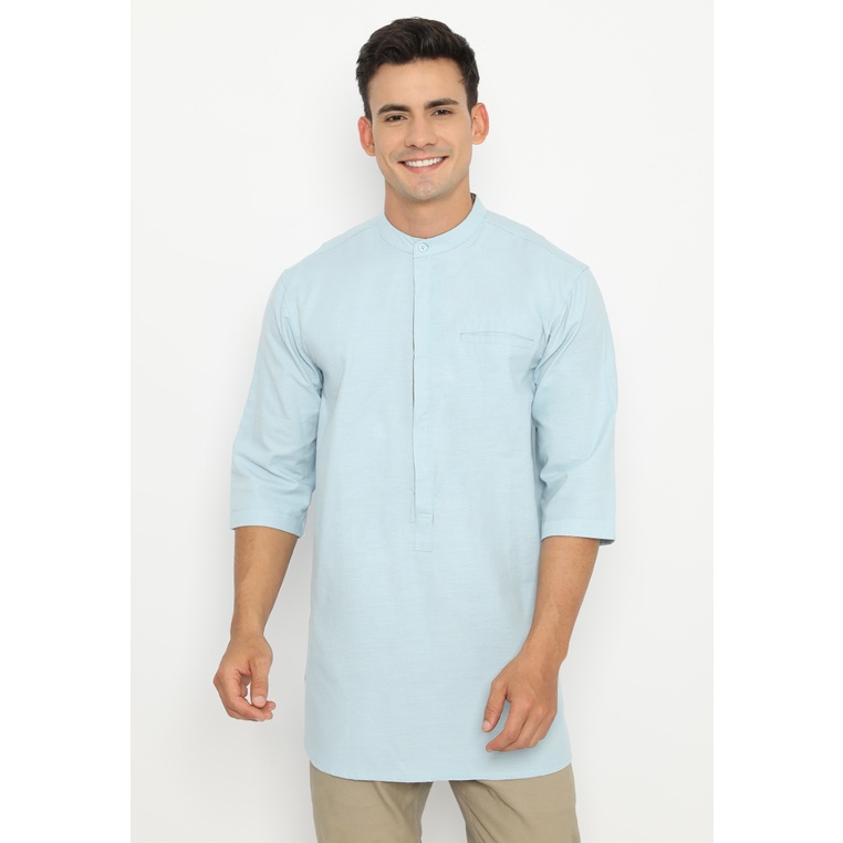 AMK Kemeja Koko Pria Kurta KK Khalifa 3/4 Light Blue