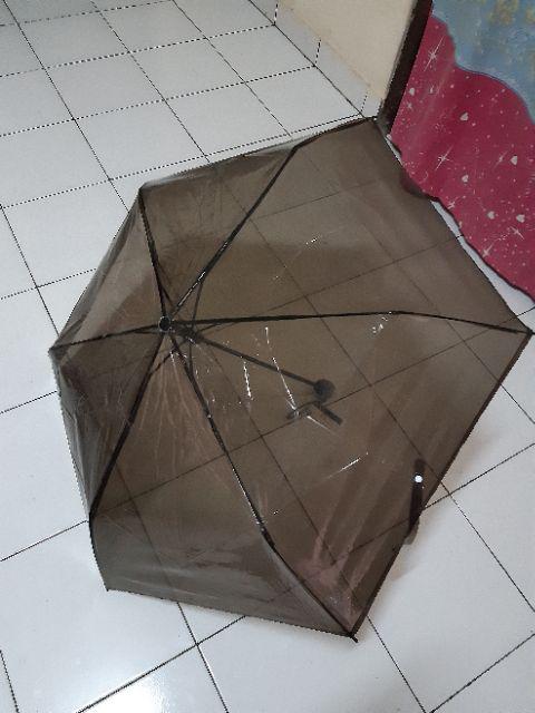 Payung Lipat Transparan Putih Bening Bahan Plastik Import Jepang Korea Merk Tabasa Cocok Untuk Foto