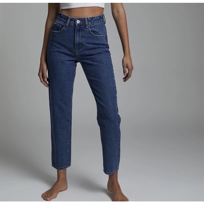 New - Cotton On Mom Jeans Stretch Size 40 Original Dark Blue