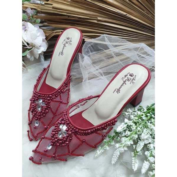 sepatu Yohana merahmaroon Tnpa lace 7cm tahu