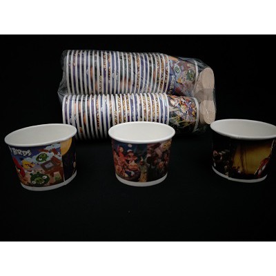 Gelas ice cream mini karakter tanpa tutup / Paper Cup Ice Cream Dan Sendok