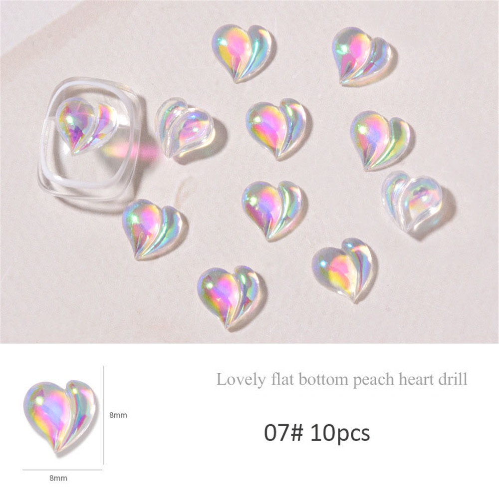 10 Pcs Perhiasan Dekorasi Nail Art 3D Bentuk Hati Bahan Resin Untuk Wanita