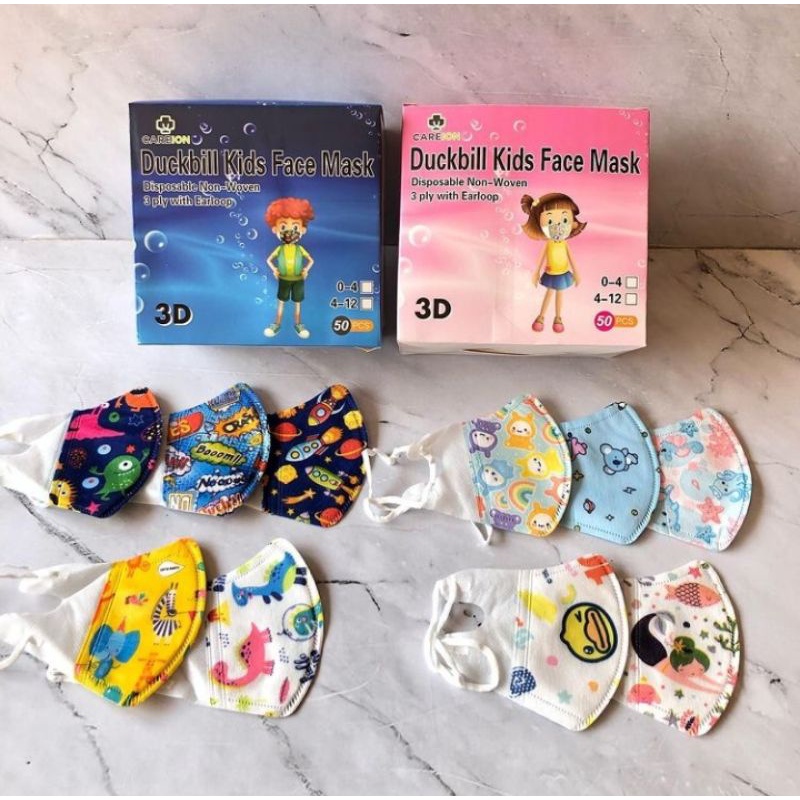 MASKER DUCKBIL CAREION MOTIF/ MASKER ANAK/ MASKER DUCKBIL ANAK/ MASKER MIX.