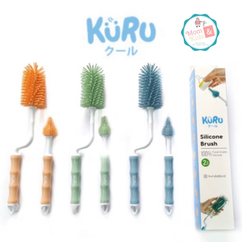 Kuru Silicone Bottle Nipple Brush Set | Sikat Botol Dot Bayi Silikon