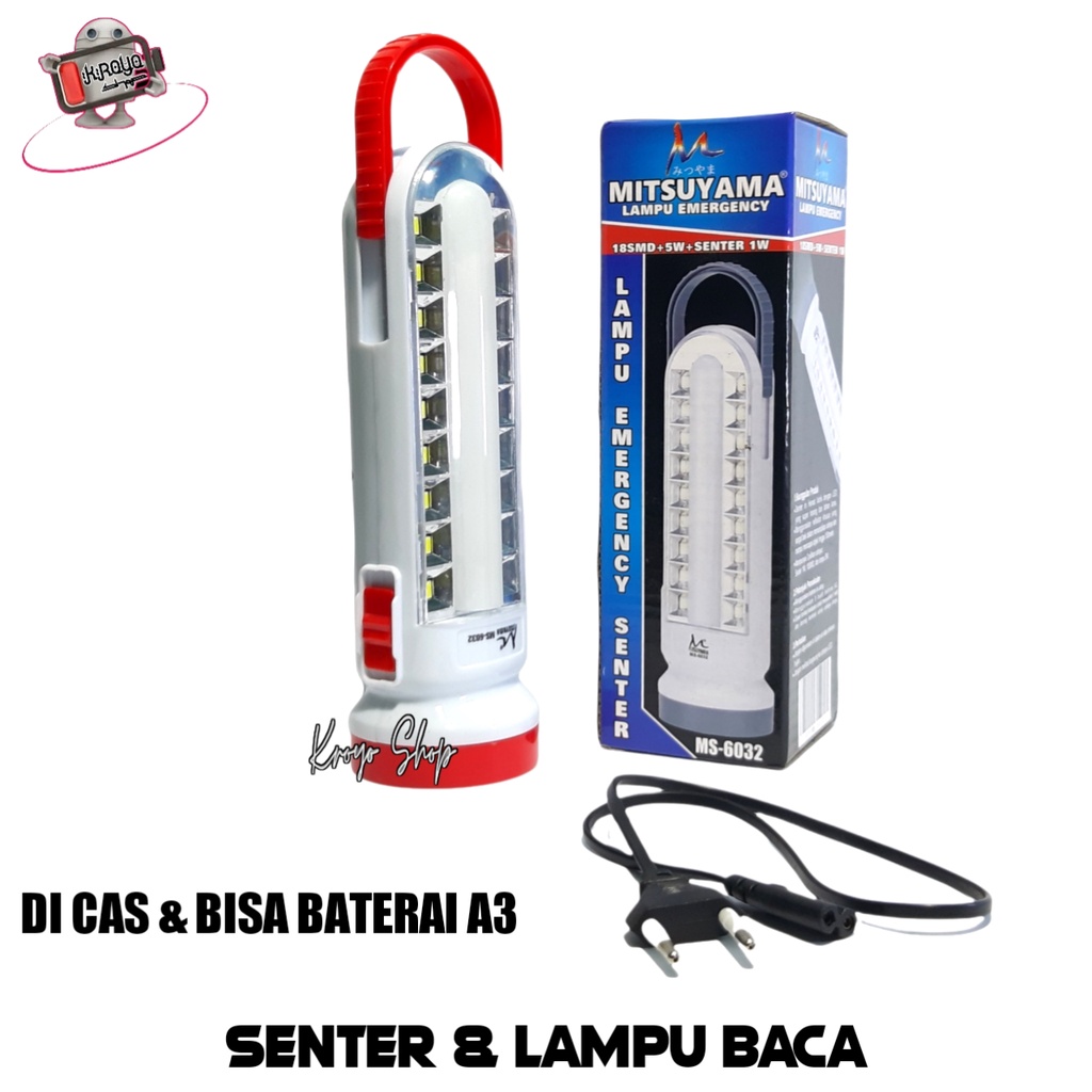 Senter LED Plus Lampu Baca Super Terang Di Cas Ulang Dan BisaPakai Baterai 3x AA MS-6032