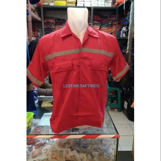 SERAGAM SAFETY LENGAN PENDEK /PAKAIAN KERJA /BAJU SERAGAM SAFETY