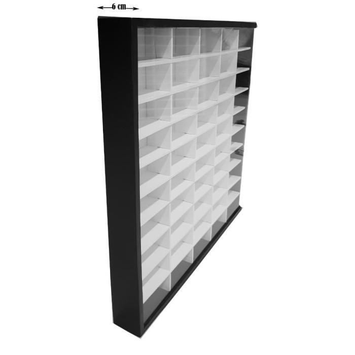 Ferna | Rak Hotwheels Isi 50 - Rak Hot Wheels - Rak Diecast Kayu - Hitam Putih