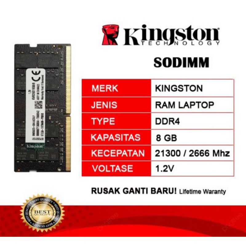 RAM KINGSTON SODIMM DDR4 8GB PC2666