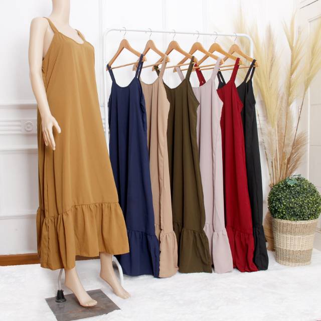 Overall polos/ overall / overall rufflle / gamis tanpa lengan / overall wanita / overall cantik / ba