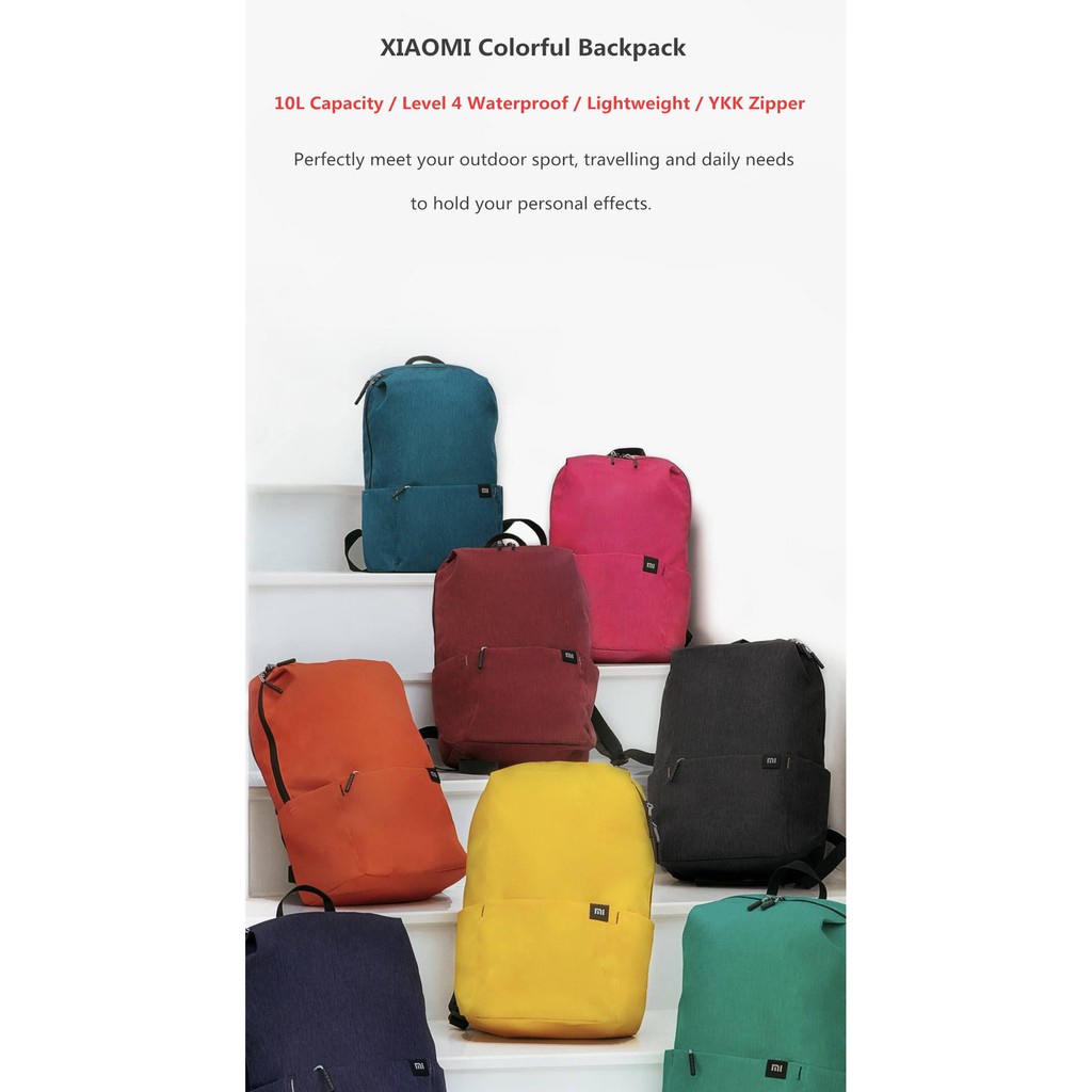 XIAOMI Mi Mini Small Lightweight Waterproof Backpack 10L - Tas Ransel Universal untuk Pria &amp; Wanita