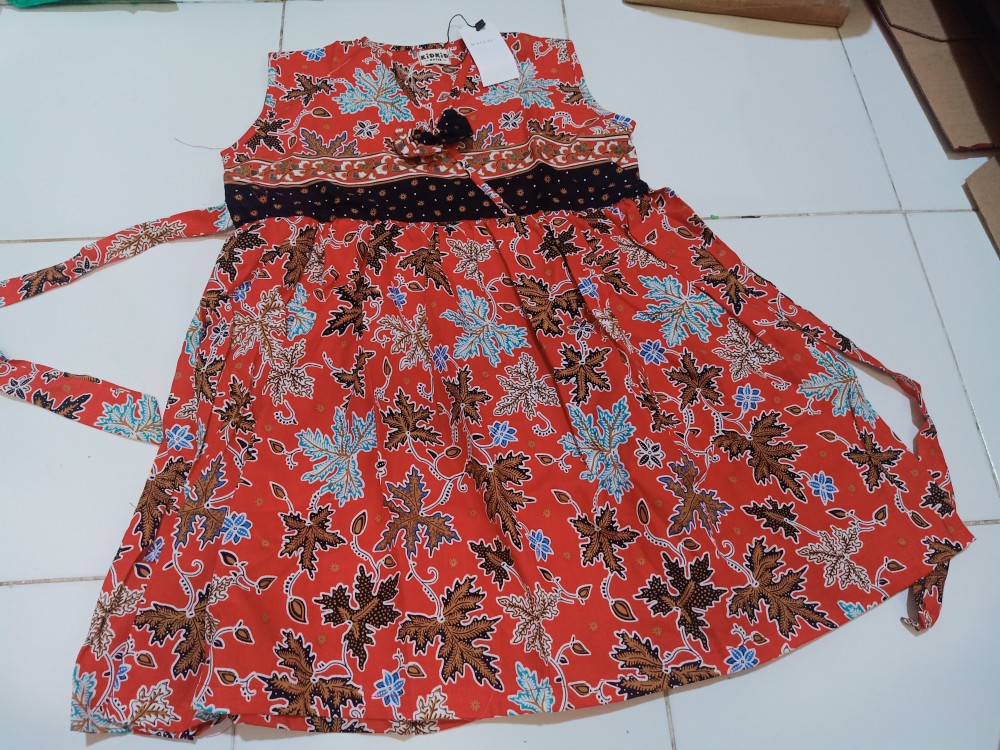 Dress Batik Anak Perempuan Baju Batik Cewek Merah Katun Berkualitas Usia 0-6 Tahun Kode Dcb-15