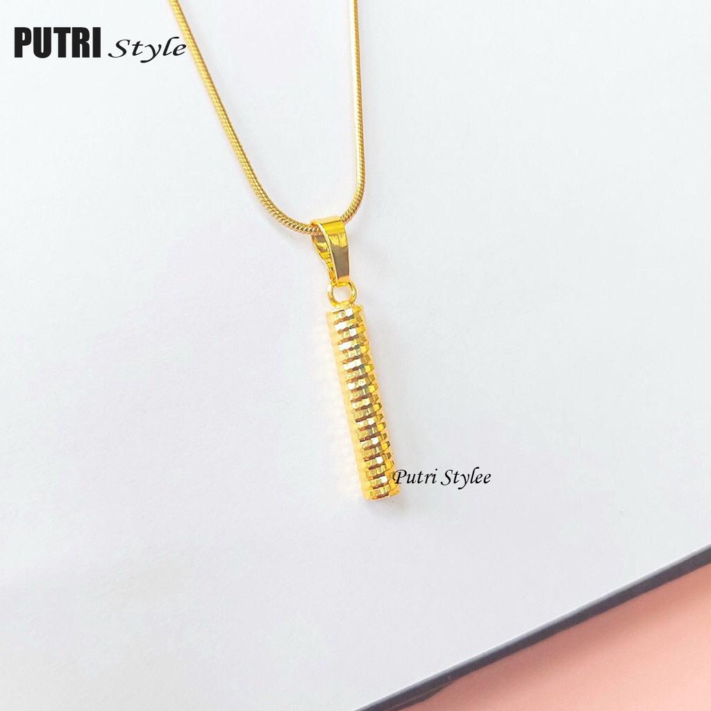 Kalung Liontin Titanium Emas/Kalung Fashion Korea Titanium/Liontin Panjang Titanium