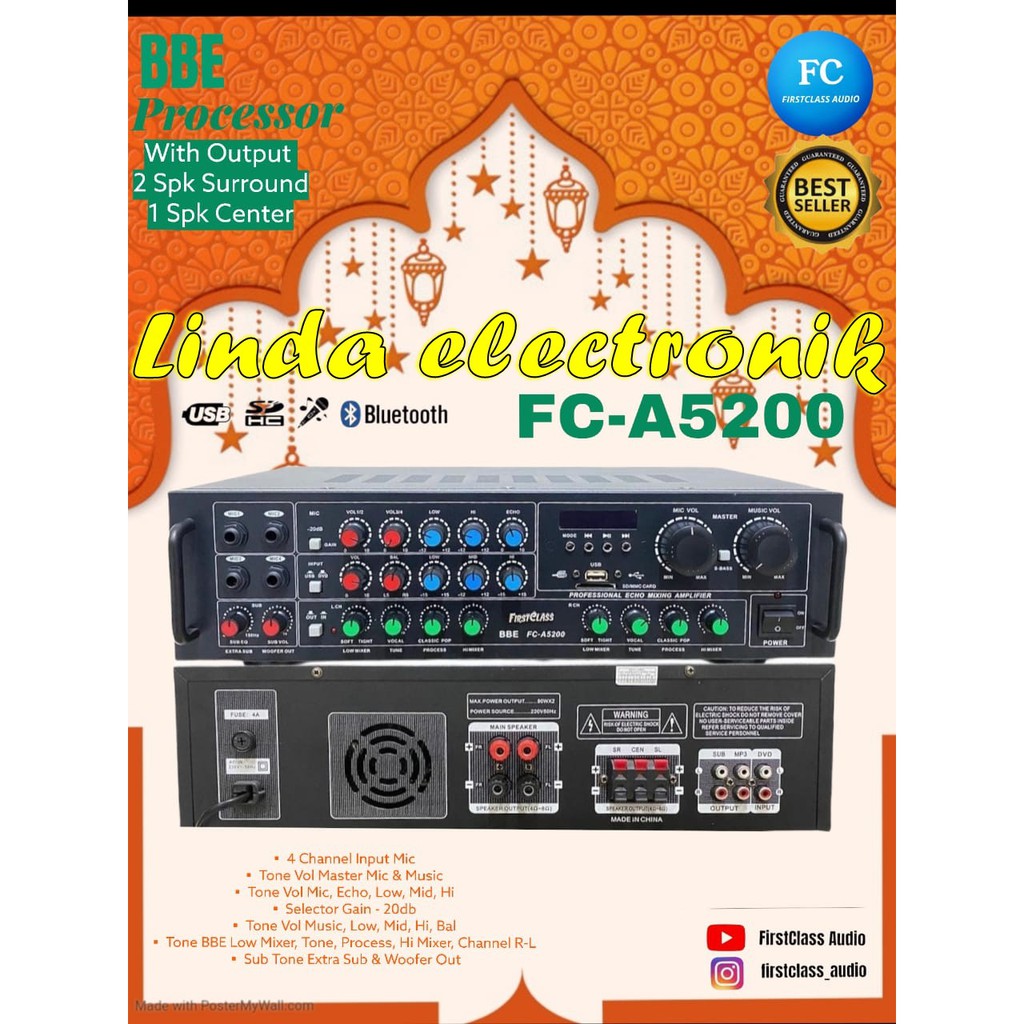 AMPLI FIRSTCLASS FC A5200 USB SD DIGITAL AMPLIFIER fca5200 fca 5200