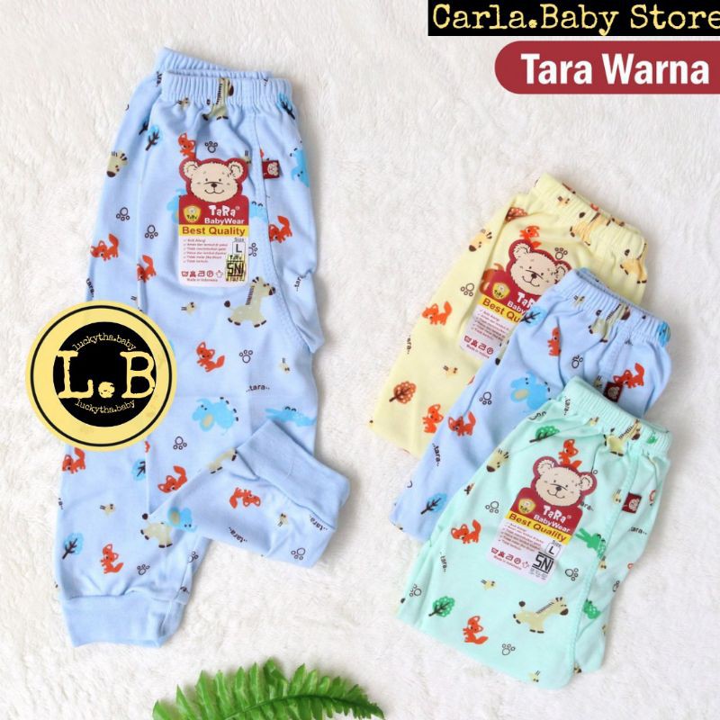 3pcs_celana panjang Tara warna full print / celana panjang bayi warna/perlengkapan bayi