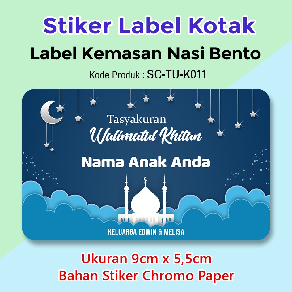 Stiker Label Khitanan Anak Nasi Bento Sticker Souvenir Bulan Bintang Shopee Indonesia