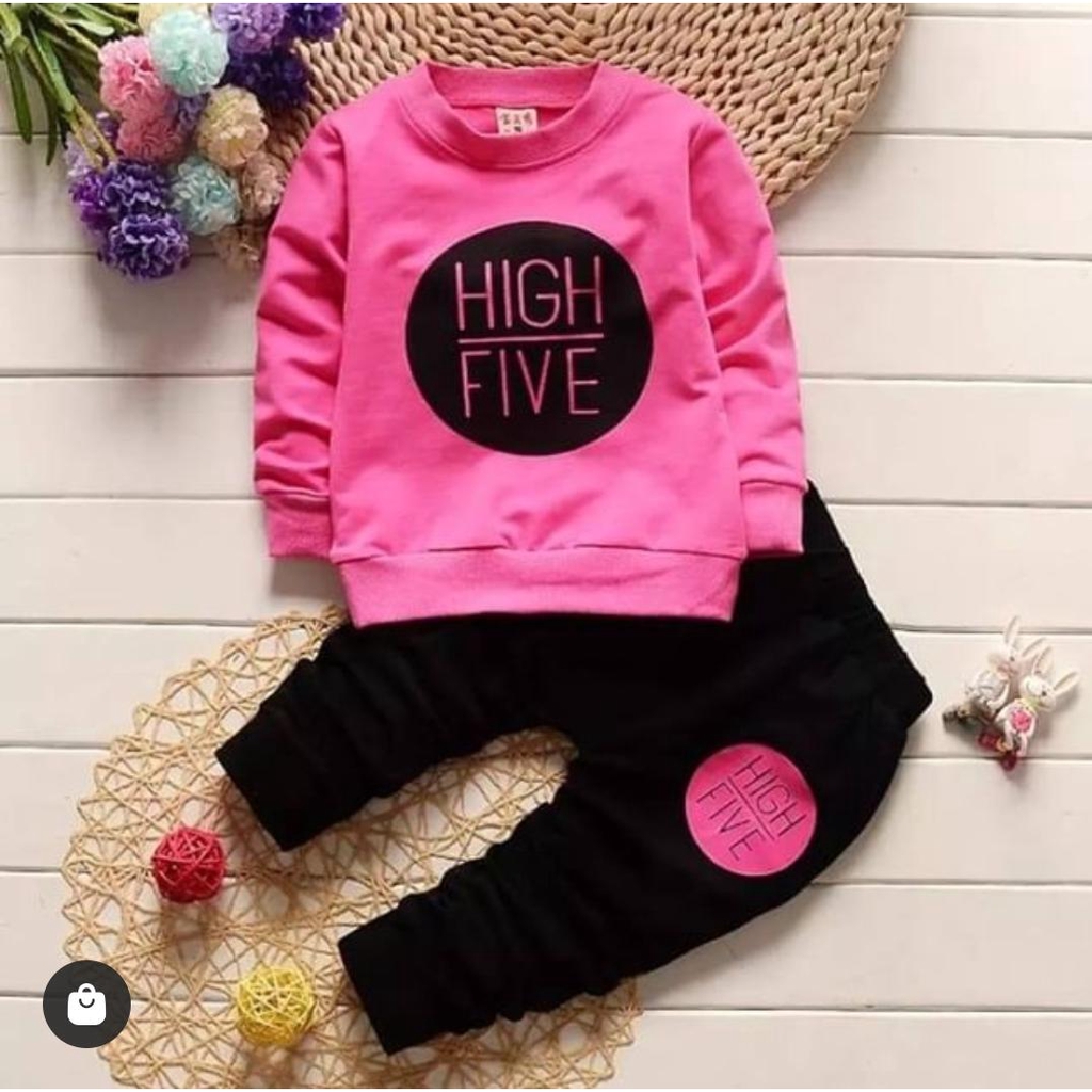 Zahra Setelan Anak Laki Laki dan Perempuan High Five Bahan Fleece | Pakaian Anak Umur 1-7 Tahun