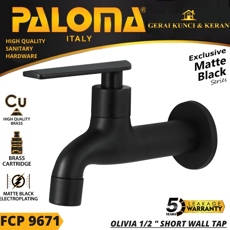 PALOMA FCP 9671 Keran Taman Bak Mandi Cuci Dinding Tembok Kran Air HITAM BLACK MATTE