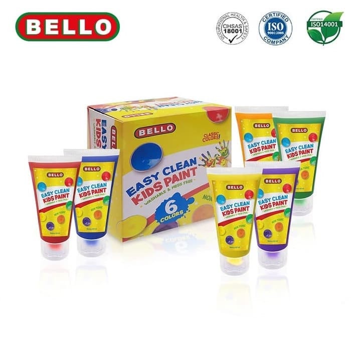 

(DISKON TERMURAH) Bello Easy Clean Kids Paint 6 Colors Washable & Mess Free