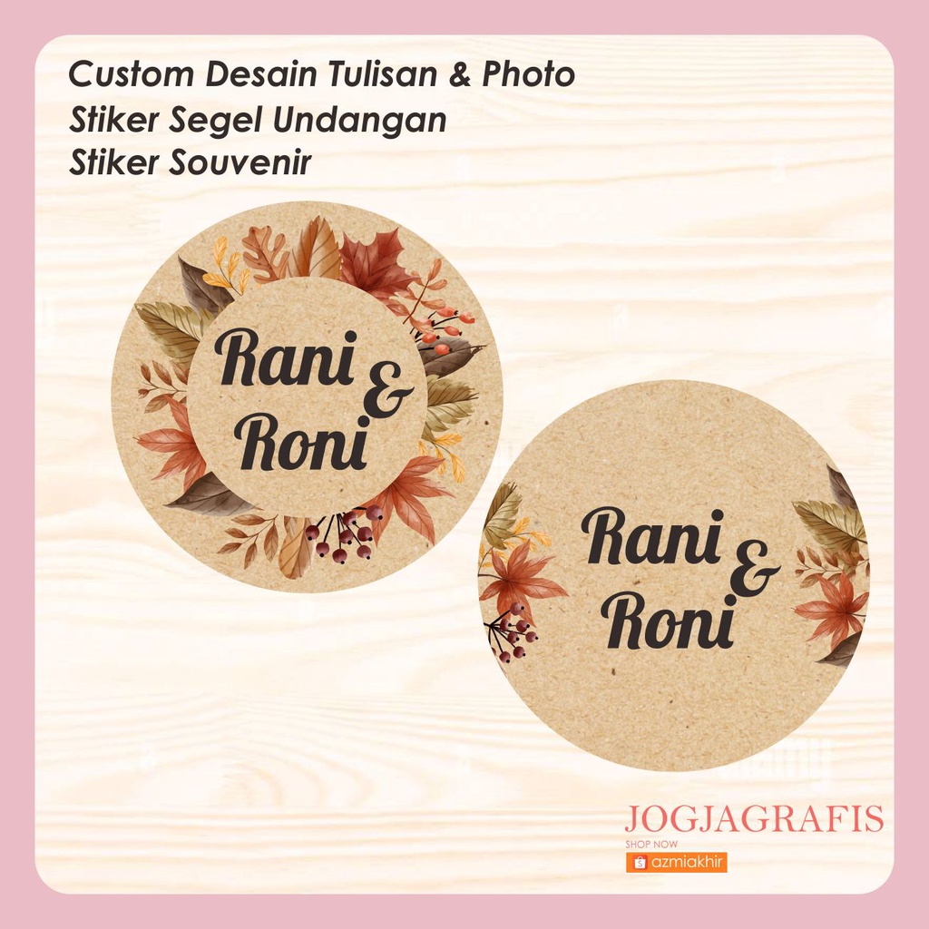 

[1 pack 100pcs ] Cetak Stiker Craft / Stiker Label Kraft / Lebel Kertas Coklat Custom / Paper Craft / Stiker Segel Undangan