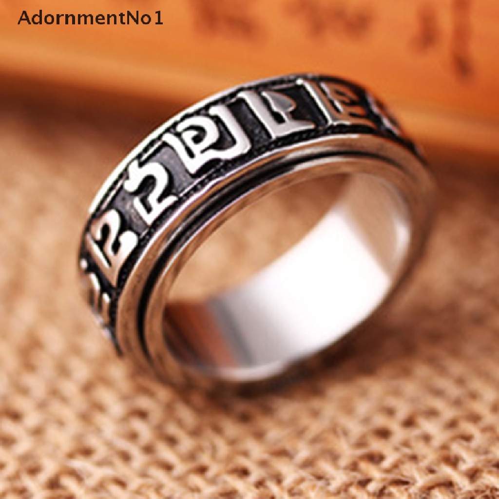 (AdornmentNo1) Cincin Silver Tibet Motif Mantra Budha Power Sanskrit Untuk Pria / Wanita