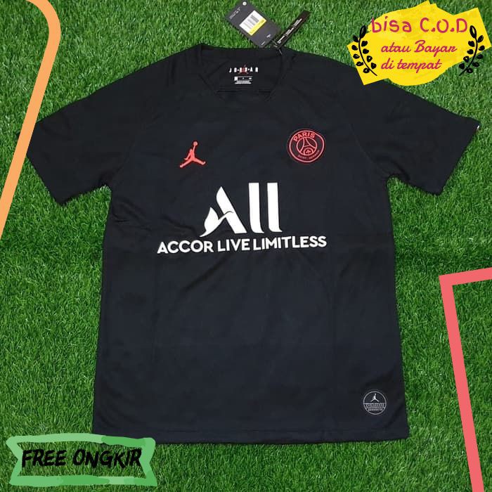 [COD]197 KAOS BAJU JERSEY BOLA ATASAN PRIA WANITA PSG JORDAN HITAM 2019/2020 BAJU OLAHRAGA ORI