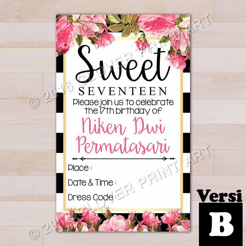 Kartu Undangan Ulang Tahun Birthday Invitation Remaja Sweet Seventeen Free Dsain