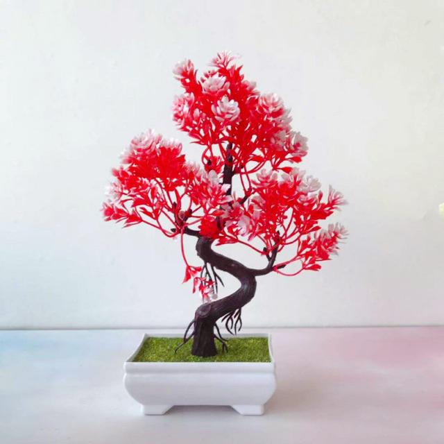 AM347 Bunga plastik / Pajangan bunga Artifisial / Vas Petak-Merah