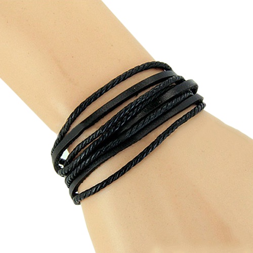 Hu Hu Hu Hu Hu Alat Bantu Pasang Kacamata♡ Gelang Tali Kulit Imitasi Multilayer Adjustable Untuk Pria Dan Wanita