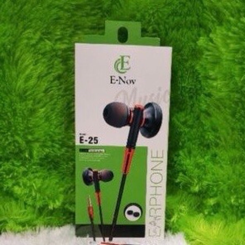 Hf earphone E-Nov E-25 Double Kuping Headset Kiri Kanan Bisa semua superBasa