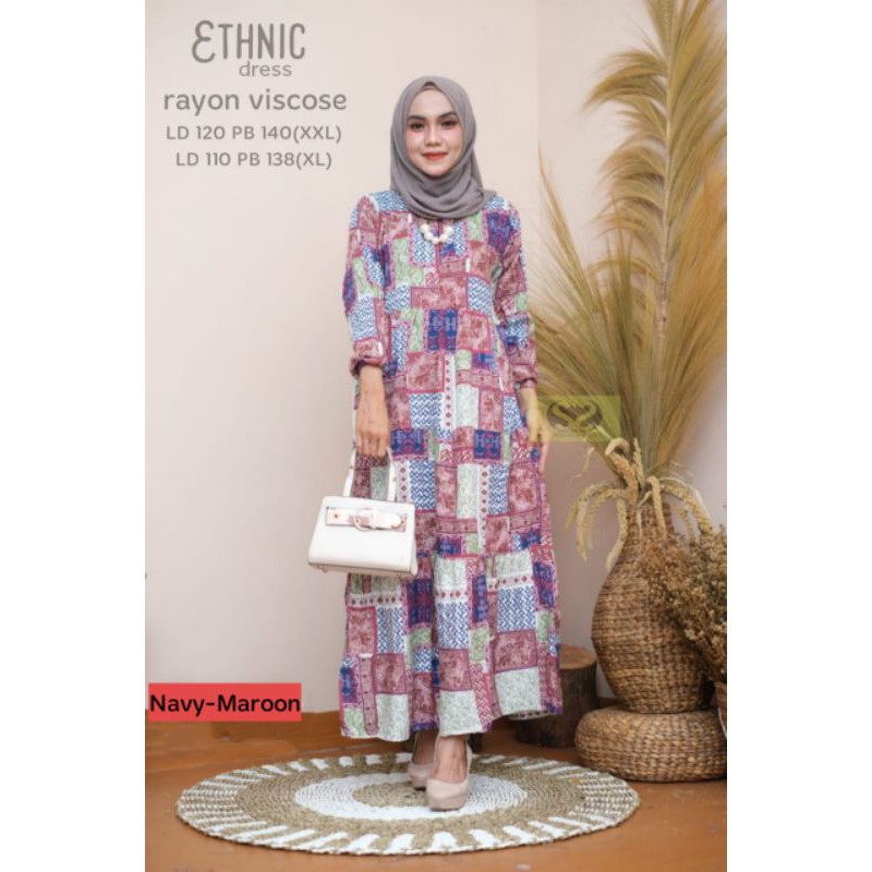 PROMO HOMEYDRESS/MAXIDRESS/GAMIS ETHNIC RAYON VISCOSE JUMBO LD 110&amp;120