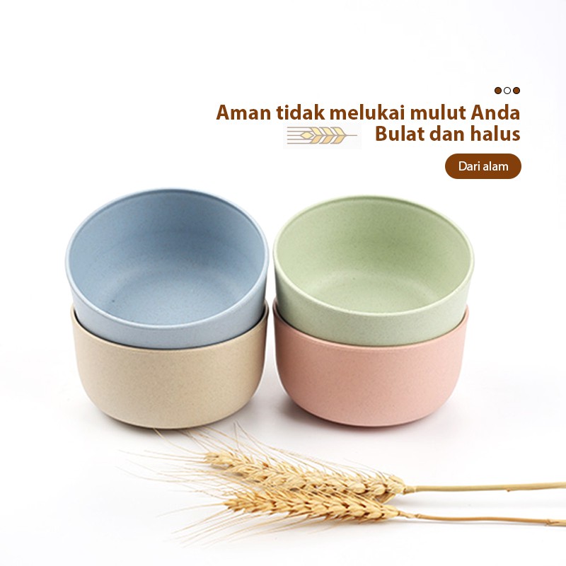 LCX Mangkuk Kecil/Mangkok Wheat Straw/Mangkuk Makan Bowl Set 4pcs warna warni  /VS-9