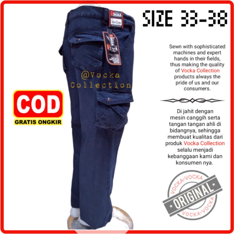 [COD] 33-38 Celana Panjang Cargo Pria Dewasa JUMBO Premium Kekinian